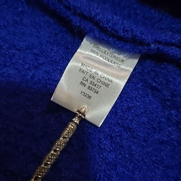 Y2K Wool Statement Sweater Jacket SzS/M Hooded Blue Mod Twee Glam Rock 60s 80s - Picture 14 of 16